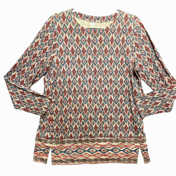 J. Jill Tops - J. Jill Top Womens Medium Multicolor Long Sleeve Supima Tunic Geometric